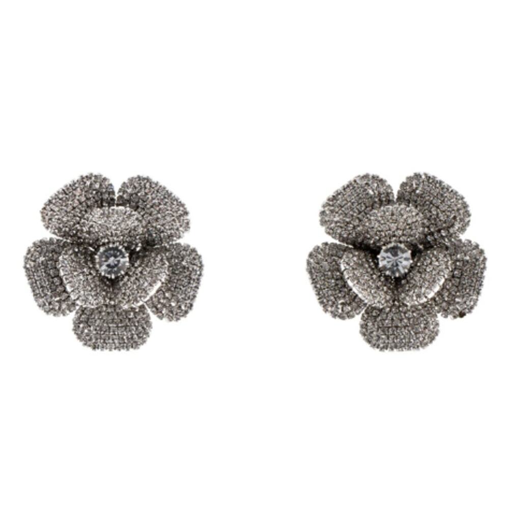 Alessandra Rich Crystal Flower Clip-On Earrings